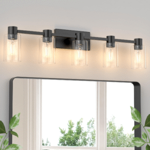 5-Light Modern Vanity Light Fixtures Over Mirror