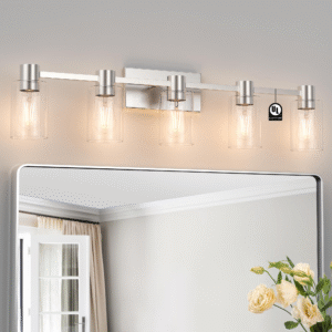 5-Light Modern Vanity Light Fixtures Over Mirror