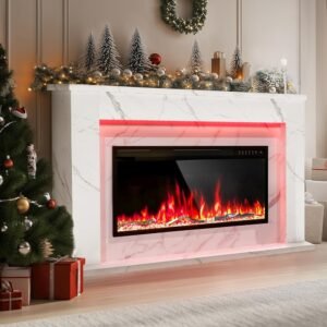 62 Inch Electric Fireplace with Mantel