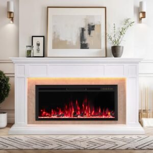 60 Inch Electric Fireplace with Mantel