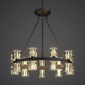 21'' Black Wagon Wheel Chandelier
