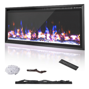 50'' Electric Fireplace Wall Mounted Fireplace Insert with Remote Contro