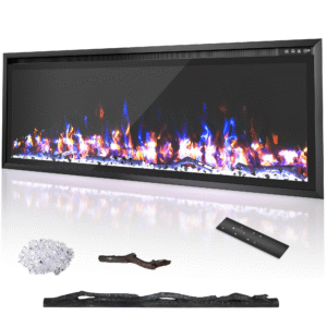 60'' Electric Fireplace Wall Mounted Fireplace Insert with Remote Control