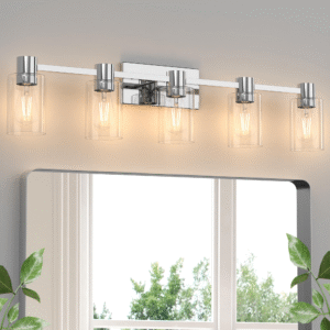 5-Light Modern Vanity Light Fixtures Over Mirror