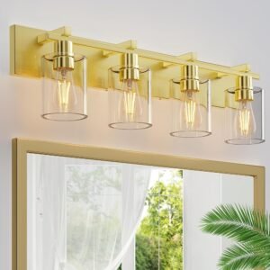 Bathroom Vanity Light, 4 Light Gold Light Fixture