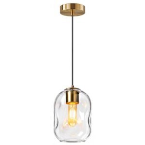Single Gold Clear Globe Glass Pendant