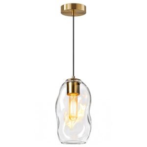 Single Gold Clear Globe Glass Pendant
