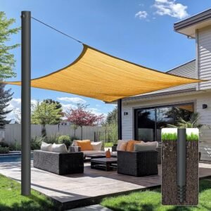12FT-Black-DClamp-Shade-Sail-Pole