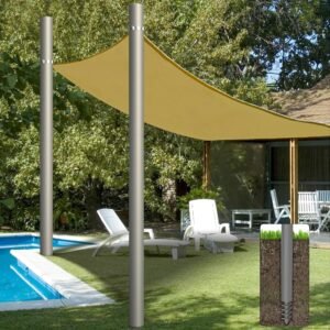 12FT-Black-DClamp-2Pack-Shade-Sail-Pole
