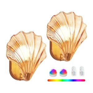 Shell-WallSconce-Amber-2Pack