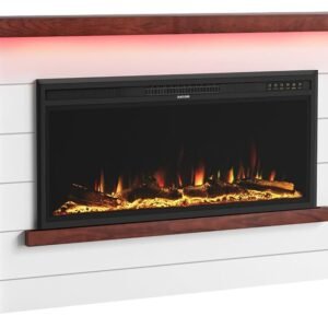 Shiplap Electric Fireplace Mantel TV Stand